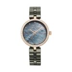 Titan Purple Ceramics Quartz Analog Mother Of Pearl Dial Green Ceramic Strap Watch For Women_95215Kc04