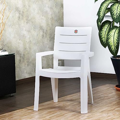 Cello Plastic Jordan Chair – White | Strong And Durable | Easy To Clean | Chair For Living Room, Bed Room, Kitchen, Office Room, Outdoor | 3 Years Warranty