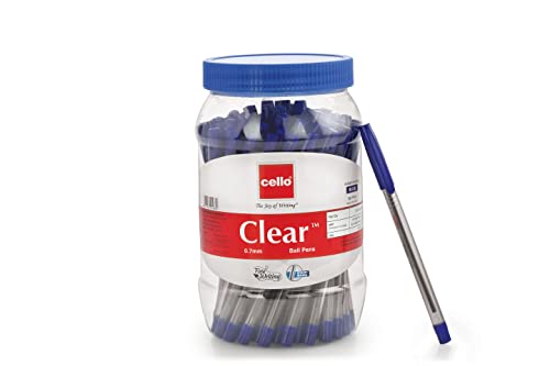Cello Clear Blue Ball Pen Jar Of 60 Units |Ball Pens Blue | Jar Of 60 Units | Ball Pens Set For Students | Pens For Office Use | Ball Pens For Writing Pens | Best Pen For Exam