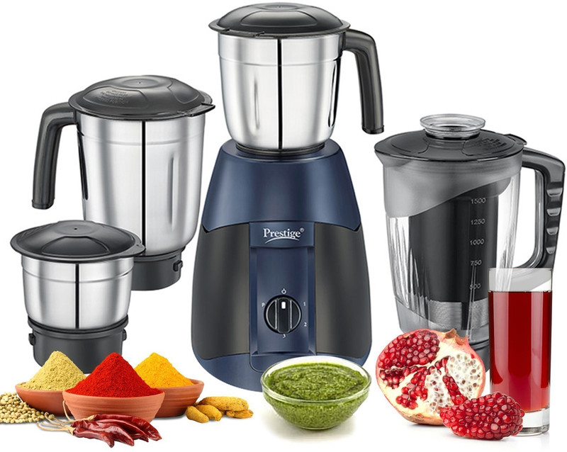Prestige Supreme 750 W Juicer Mixer Grinder(Atlas Supreme | 4 Jars | Black, Blue)