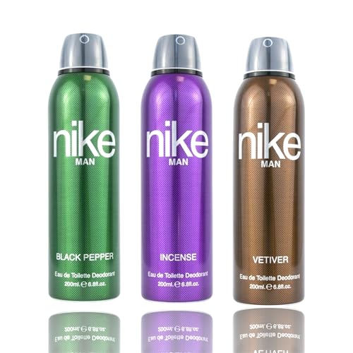 Nike Black Pepper + Incense + Vetiver Fresh Spray Deodorant For Men – Long-Lasting, Fresh Scent – 3 Pack (200Ml Each) | Perfect For Confidence