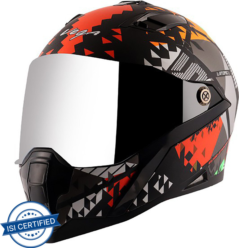 Vega Storm Atomic Motorbike Helmet(Dull Black, Orange)