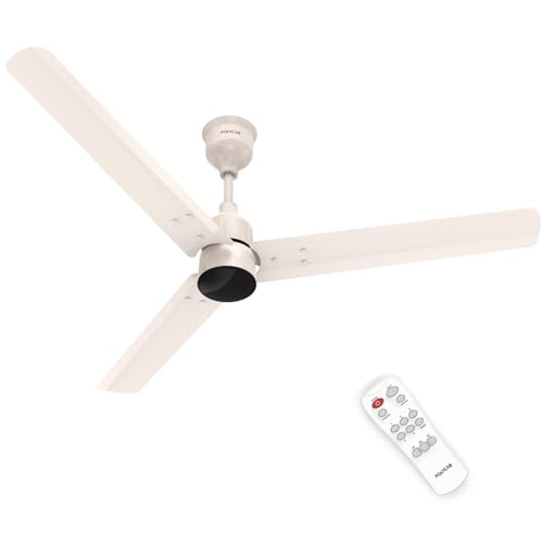 Polycab Wizzy Plus 1200Mm 5-Star Bldc, Remote Ceiling Fan For Living Room| 55% Energy Saving, 100% Copper, High Air Delivery, Reversible & Timer | 3+1 Yr Warranty【Beige Rosegold】
