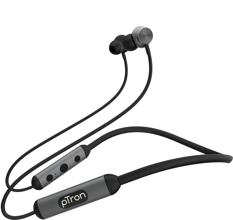 Ptron Intunes Ultima With Mega Bass Bluetooth(Black, Grey, In The Ear)