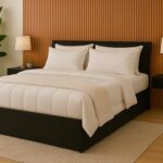 Matterhorn Engineered Wood Bed In Ebony Black – Queen Size (L1985 X W1560 X H300 Mm) | Platform Bed | Modern Wooden Bed For Bedroom, Durable & Stylish Design (Ebony Black)