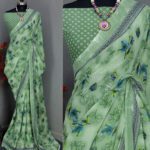 Songita Saree Centre Printed Bollywood Pure Cotton Saree(Pack Of 2, Green)