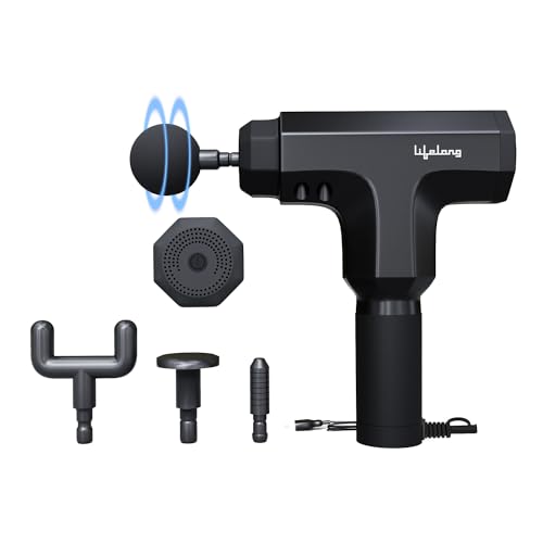 Lifelong Gun Massager For Pain Relief – Massage Gun Machine For Fully Body – Corded Gun Massager With 6 Speed Setting For Muscle Massage Of Back, Neck, Shoulder, Hand, Foot & Leg For Daily Use, Black