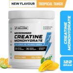 Wellcore Micronised Creatine Monohydrate | Lab Tested | Enhanced Absorption | 100% Pure Creatine(122 G, Tropical Tango)