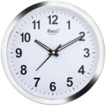 Matiz 101 Round Wall Clock Silver Color Plastic Case White Dial Analog For Living Room Home Decorations Office (Size: 20 X 20 Cm)