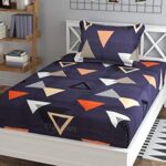 Bsb Home® 100% Cotton 160 Tc Big Flower Printed Single Bedsheets With 1 King Size Pillow Cover, (60X90 Inches, 4 X 6 Feet, Brown And White)