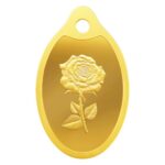 24K (999.9+) Purest Rose Engraved Gold Pendant, 1 Gram Gold Bar & Coin, Lbma Certified