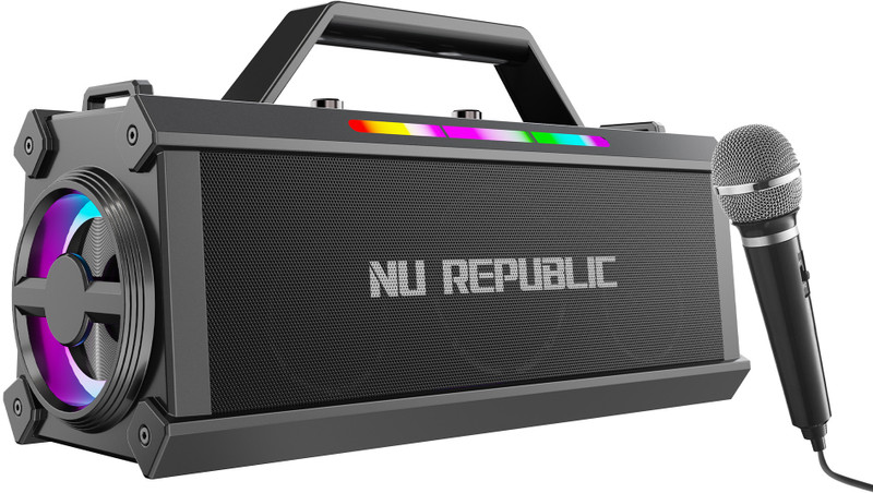 Nu Republic Sonicpop 1200 With Upto 18 Hrs Playtime, X-Bass, 3X1 Powerful Dynamic Drivers 60 W Bluetooth Speaker(Black, Stereo Channel)