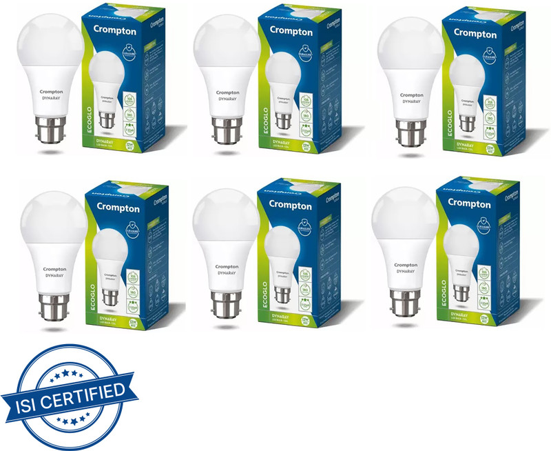 Crompton 12 W Basic Standard B22 Led Bulb(White, Pack Of 6)