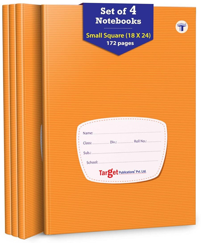 Target Publications Small Square Maths Notebooks For Kids | Soft Cover | Pack Of 4 Regular Notebook Ruled 172 Pages(Brown, Pack Of 4)