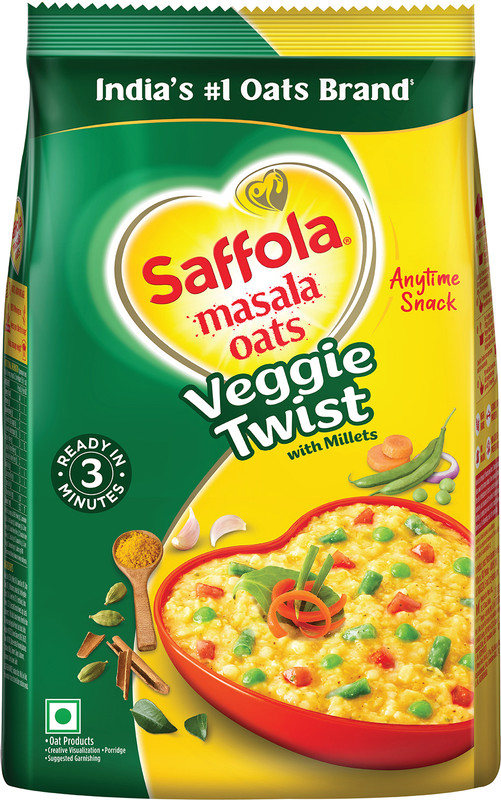 Saffola Masala Oats,Veggie Twist |Anytime Snack |Ready In 3 Mins |No Added Preservatives Pouch(1 Kg)