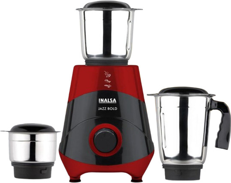 Inalsa Jazz Bold 500 W Mixer Blender(Jazz Bold 500W |3 Jars|Overload Protection|3 Speed Control With Pulse Function | 3 Jars | Red/Black)
