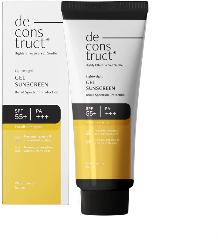 Deconstruct Sunscreen – Spf 55+ Pa+++ Lightweight Gel Sunscreen | No White Cast | For Men & Women |(80 G)