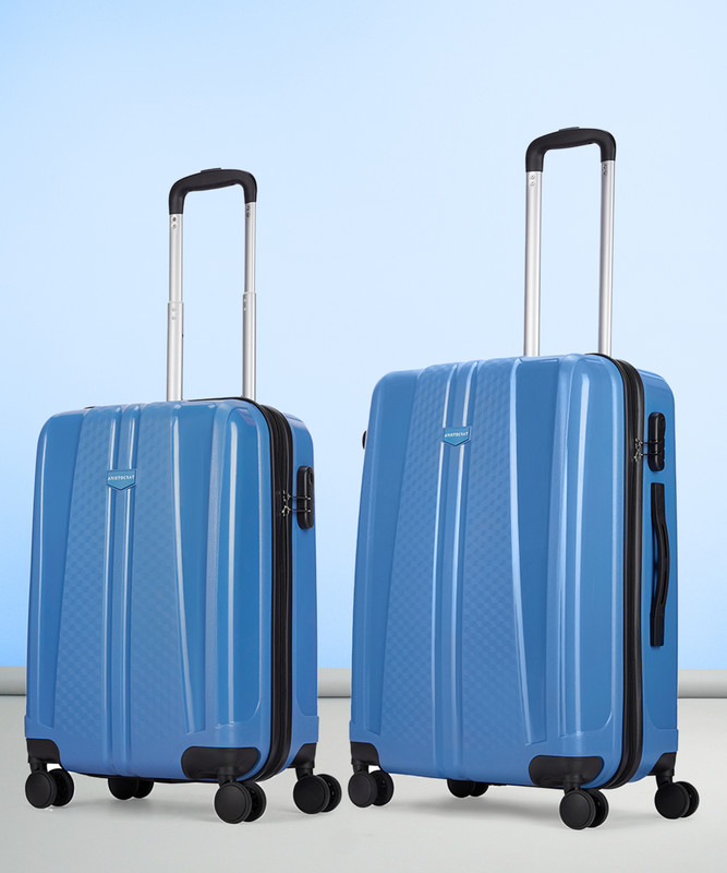 Aristocrat Invictus 2P Set (Cabin+Medium) – Trolley Bag Ocean Blue Cabin & Check-In Set 8 Wheels – 26 Inch