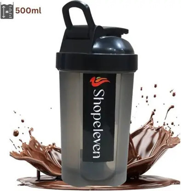 Gjshop Plastic Shakers For Protein Shake Bottle Gym Shaker Bottle 500 Ml Shaker(Pack Of 1, Black, Plastic)