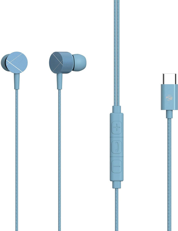 Zebronics Zeb-Buds C2, Type-C , In-Line Mic, 10Mm Drivers, Metallic Design, Braided Cable Wired(Blue, In The Ear)