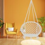 Pivalo Hanging Swing Chair Rope Hammock Cotton Jhula With Accessories 120Kg Capacity Balcony Living Room Indoor Outdoor Suitable For Kids And Adults (Pack Of 1, Off White)