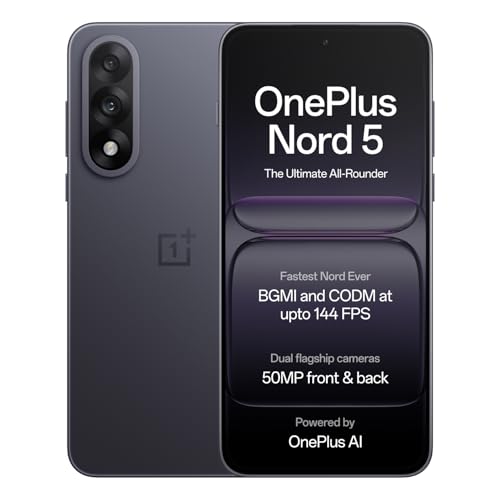 Oneplus Nord 5 | Snapdragon 8S Gen 3 | Stable 144Fps Gaming | Dual 50Mp Flagship Camera | Powered By Oneplus Ai | 8Gb + 256Gb | Phantom Grey