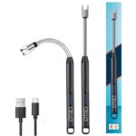 Cello Rechargeable Electric Gas Lighter For Cooking Gas Stove, Kitchen, Pooja Candles & Diyas | Usb Charging, Windproof, 360 Flexible Lighter – Black