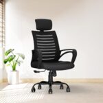 Cellbell Desire C104 Mesh High Back Ergonomic Office Chair – Adjustable Seat Height, Sturdy Metal Base, Revolving Study & Computer Chair For Work From Home, Black
