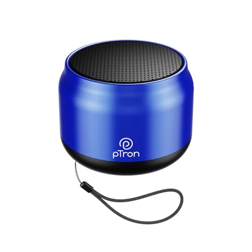 Ptron Newly Launched Fusion Hook V2 6W Bluetooth Speaker With 8 Hrs Playtime, 2.04″ Neo Driver For Pristine Sound, Mini Size Portable Speaker, Btv5.1 Connectivity, Tws Feature & Type C Charging (Blue)