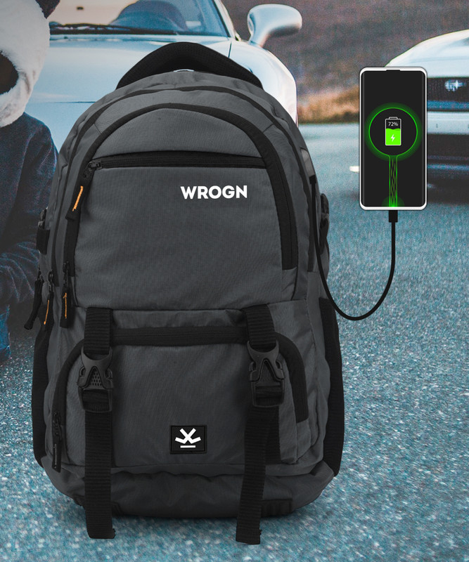 Wrogn Ashper Unisex With Usb Port And Rain Cover 40 L Laptop Backpack(Grey)