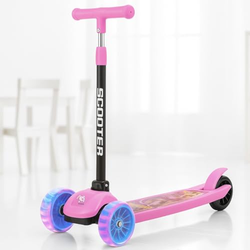 Storio Kick Scooter With Adjustable Height | Foldable | Skate Ride For Kids With Pvc Wheels | Age 2–12 Years | Max User Weight 60 Kg – Pink