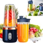 Qlect Portable Blender Electric Juicers Fruit Mixers Usb Rechargeable Smoothie Mini Personal Juicer 6 Blades 3Gears With 1500 Mah Rechargeable Battery-Smoothie Blender(Blue)