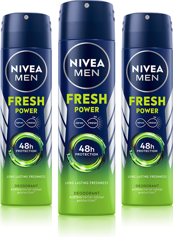 Nivea Fresh Power Deo Spray, 48H Derma Odour Protection With Citrus, Musk, Spice Body Spray  –  For Men(450 G, Pack Of 3)