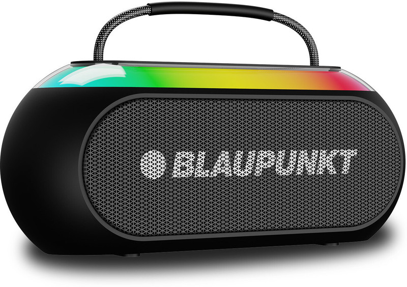 Blaupunkt Atomik Kolors 35W Boombox I Jazzy Halo Lights I Voice Changer Wireless Mic 35 W Bluetooth Party Speaker(Black, 2.0 Channel)