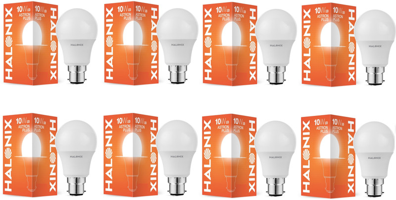 Halonix 10 W Basic Round B22 Led Bulb(White, Pack Of 8)