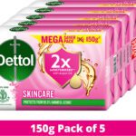 Dettol Skincare Moisturizing Bathing Soap With Argan Oil, Softer Skin(5 X 150 G)