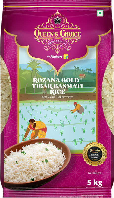 Queen’S Choice Rozana Gold Tibar Basmati Rice By Flipkart Grocery(5 Kg)