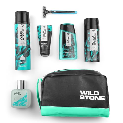 Wild Stone Edge Grooming Kit L Professional Shaving Kit For Men L Deodorant For Men L Shaving Cream L Ph Balanced Face Wash L Shower Gel L Shave Foam & After Shave Lotion L Free Razor