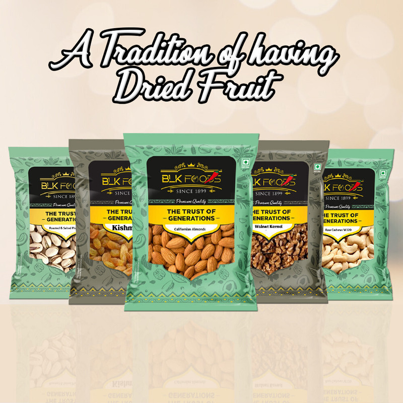 Blk Foods Dry Fruits Combo Pack Of Healthy I Badam Kaju Pista Kishmish Akhrot (150G X 5 ) Cashews, Almonds, Pistachios, Walnuts, Raisins(5 X 150 G)