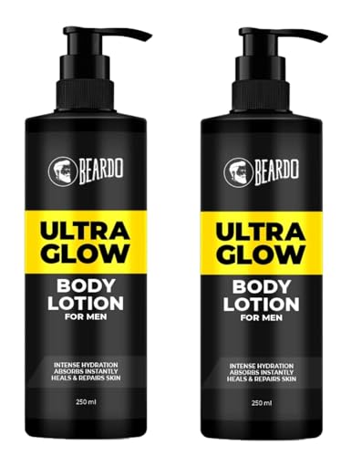 Beardo Ultraglow Body Lotion For Men’S Skin | Intense Hydration For Winter | Ultra-Light Weight & Instant Absorption| Heals & Repairs Skin | 250Ml X 2