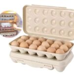 Mitvik Plastic 18 Egg Storage Tray, Lidded Egg Container For Fridge/Freezer, Stackable Egg Tray With Lid, Bpa-Free Fridge Organizer Egg Storage Container