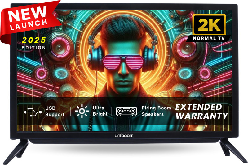 Uniboom Ultima 60 Cm (24 Inch) Hd Ready Led Tv 2025 Edition With 30W Sounbar Edition – Aura Vision+ Display – Monitor Support – 2 Hdmi(24N-Ultima)
