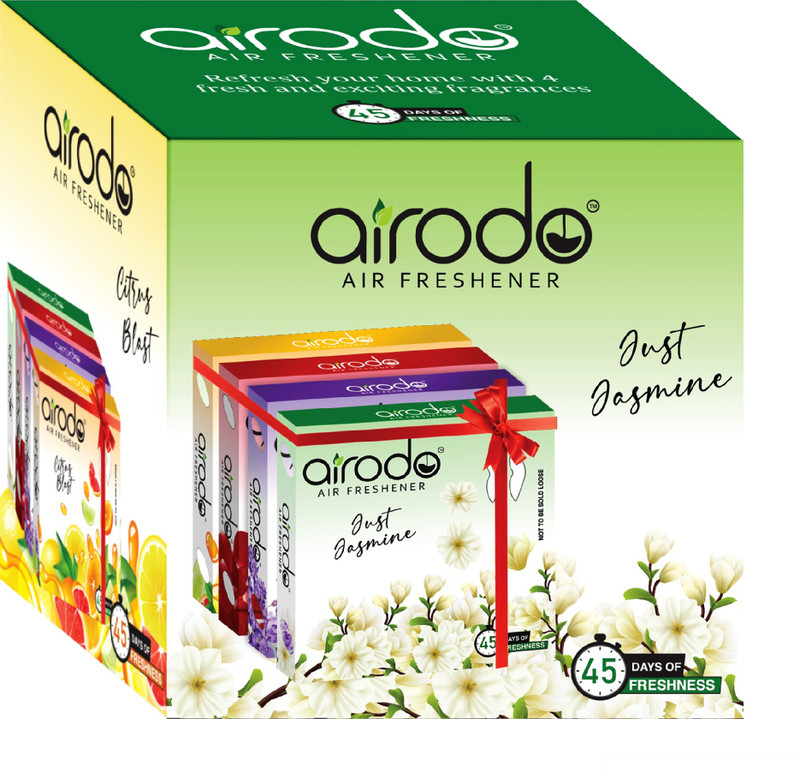 Airodo Magic Rose, Citrus Blosy, Just Jasmine, Lovely Lavender Blocks Air Freshener Blocks For Bathroom And Toilet |Lasts Up To 45 Days|24H Protection-50Gm(4 Units)
