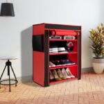 Raunak 4 Tier With Rust Proof Pvc Pipe & Cover Metal Shoe Stand(Red, 4 Shelves, Diy(Do-It-Yourself))