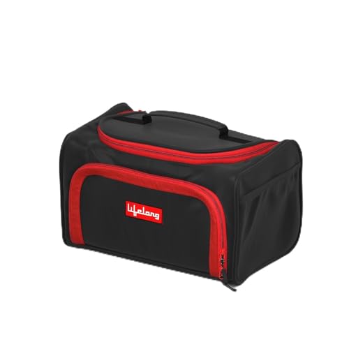 Lifelong Polyester Toiletry Bag For Men & Women Makeup Pouch – Travel Essentials Organizer – Travel Pouch – Travel Kit For Toiletries – Wash Bag 26Cm (Red/Black)