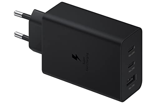 Samsung Original 65W Tri Port,Type-C & Usb-A,Super Fast Charger (Cable Not Included),Black,Tablet