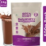 Open Secret 0.5 Kg India’S 1St Whey+ Protein Powder – Complete Protein With Whey And Plant Protein Blends(500 G, Chocolate)