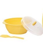 Signoraware Plastic Square Dinner Set (Yellow) – 21 Pieces