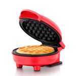 Holstein Housewares Personal Non-Stick Waffle Maker, Red – 4-Inch Waffles In Minutes, 350 Watt