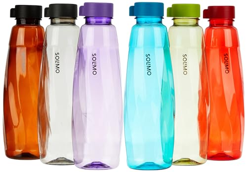 Amazon Brand – Solimo Set Of 6 Water Bottles – 1 Ltr | Break Proof | Freezer Safe | Bpa Free | Leak Proof | Multicolor, Plastic